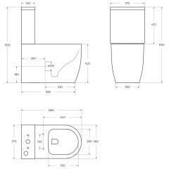 Унитаз BelBagno Marino BB105CPR+BB105T+BB105SC безободковый