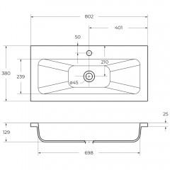 Раковина мебельная BelBagno Etna-M BB800/380-LV-MR-ETN