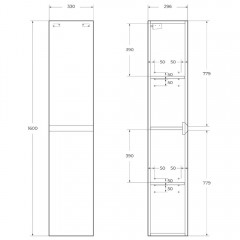 Пенал BelBagno Kraft 33 rovere nebrasca nature KRAFT-1600-2A-SC-RNN-L