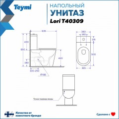 Унитаз Teymi Lori T40309 безободковый