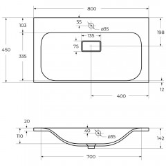 Раковина мебельная BelBagno BB800/450-LV-MR-FT