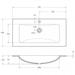 Раковина мебельная BelBagno BB910/465-LV-VTR-BL