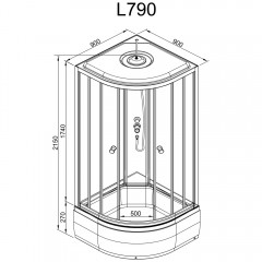 Душевая кабина Dto L790GM+EL