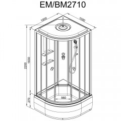 Душевая кабина Dto EM2710GM+EL