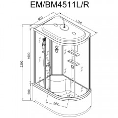 Душевая кабина Dto EM4511LLED+GM