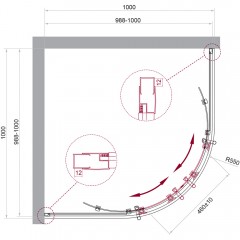 Душевой угол BelBagno Uno UNO-195-R-2-100-C-Cr