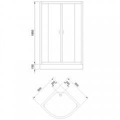 Душевой угол Royal Bath Practic RB90HK-T-BL