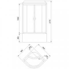 Душевой угол Royal Bath Practic RB90BK-C-BL