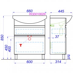Тумба под раковину Aqwella Rodos 65 ROD01062N