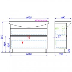 Тумба под раковину Aqwella Rodos 105 ROD01102N