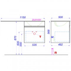 Тумба под раковину Aqwella Duet 55 DU01051
