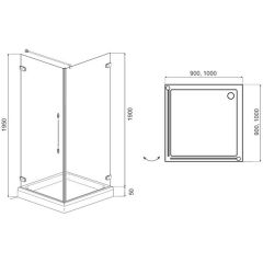 Душевой угол Am.Pm Serenity Only Swing D+W 100 L