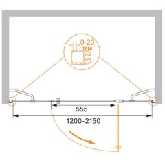 Душевая дверь Cezares Elena ELENA-W-B-13-30+60/50-C-Cr-R