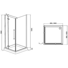 Душевой угол Am.Pm Serenity Extra Swing D+W 100 L