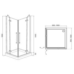 Душевой угол Am.Pm Serenity Extra Swing Square 90