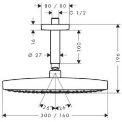 Верхний душ Hansgrohe Raindance Select E300 2jet 27384000