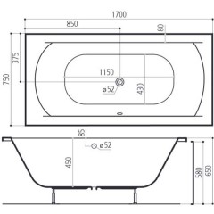 Ванна акриловая Ruben Design Kendo 170