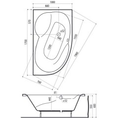 Ванна акриловая Ruben Design Beta 170 R