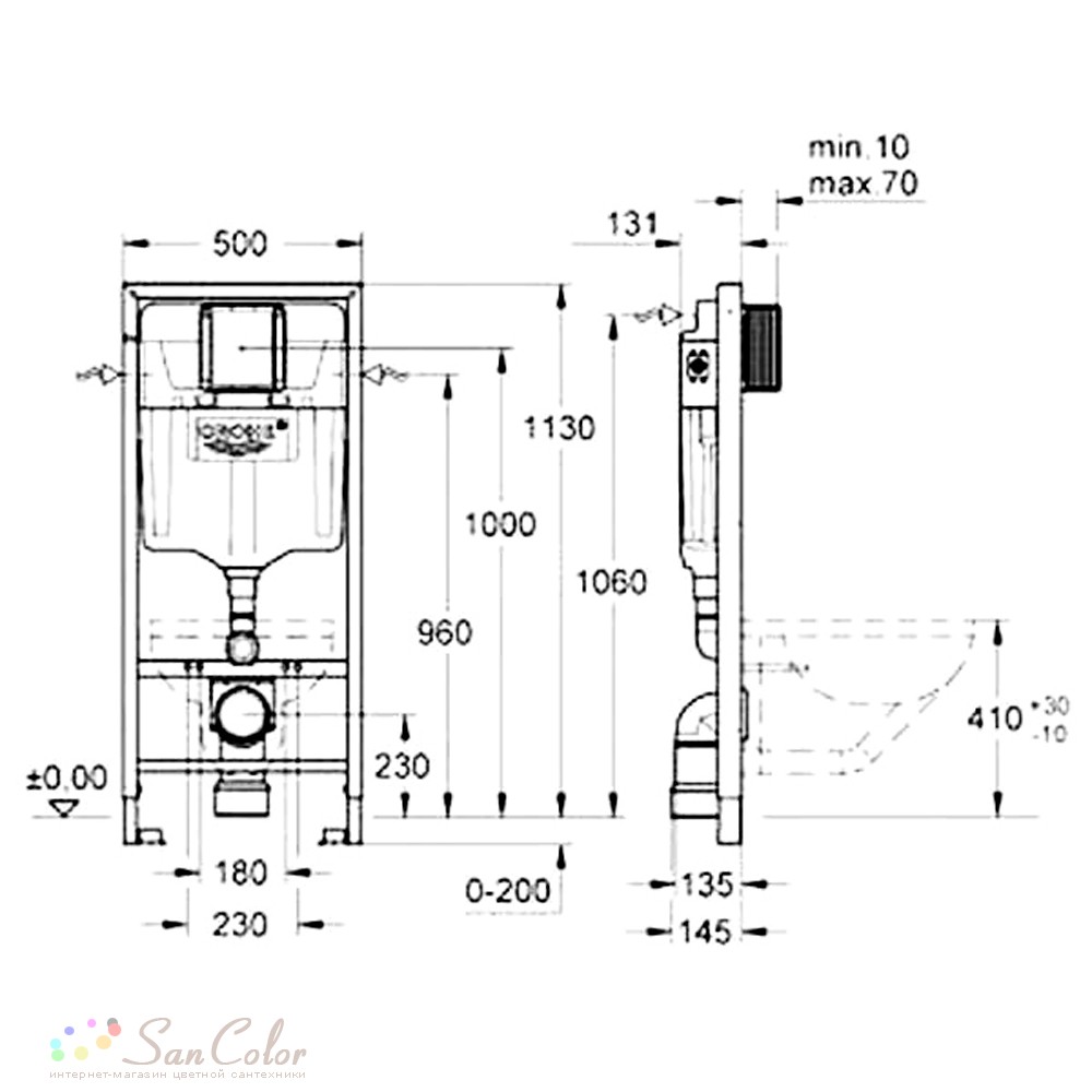 Инсталляция чертеж grohe