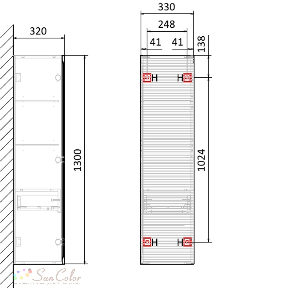 Пенал Laparet Intero 33 Int.04.130/P/BuL (артикул SC-162764) — цена, купить  сантехнику в интернет-магазине San Color с доставкой по Москве и регионам  России