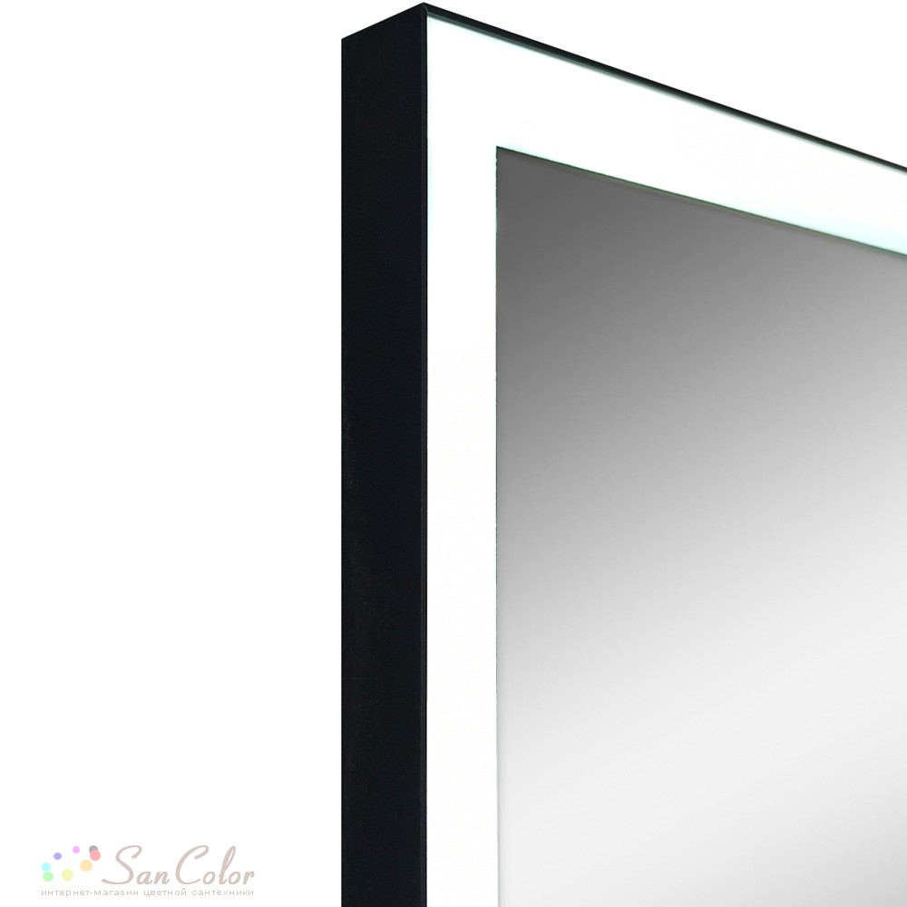Шкаф зеркальный подвесной montero black led с подсветкой 60х80 см цвет черный